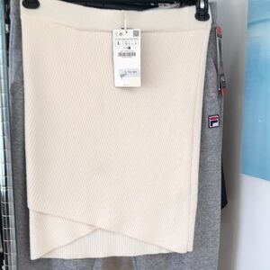 Zara Cream Asymmetrical Wrap knit Skirt